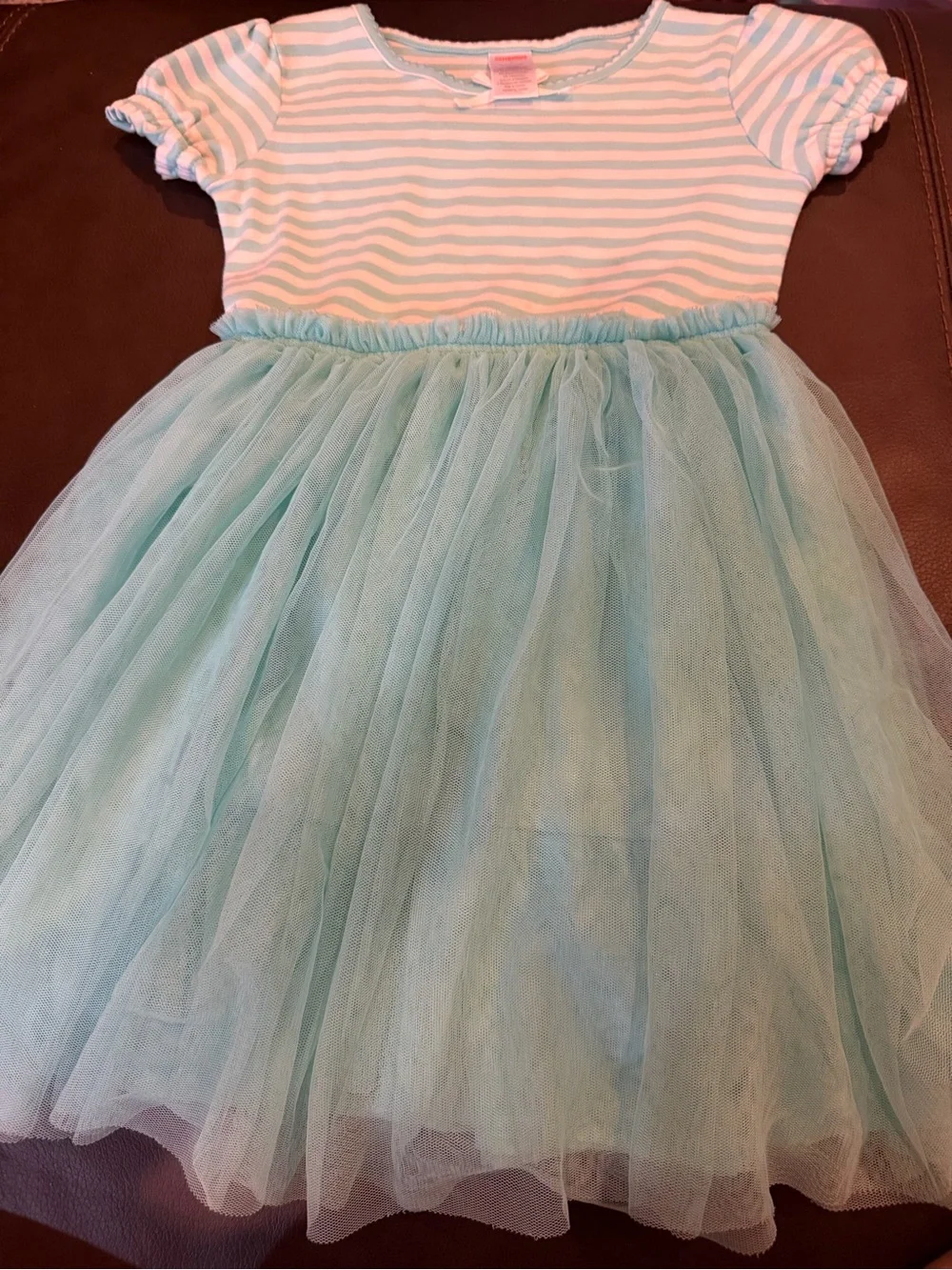 Gymboree Mint and White Striped Girls Top with Ribbon